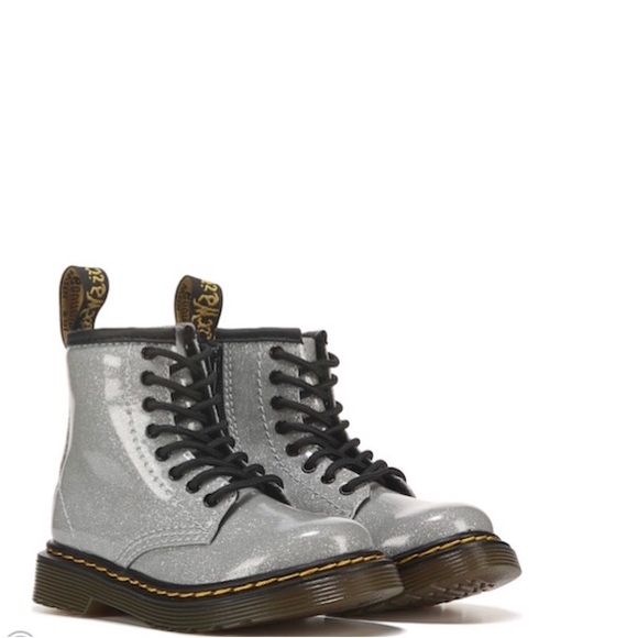 silver glitter combat boots